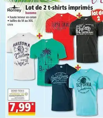 Norma Lot De 2 T-shirts Imprimés Ronley offre