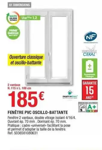 Brico Dépôt Fenêtre Pvc Oscillo-battante offre