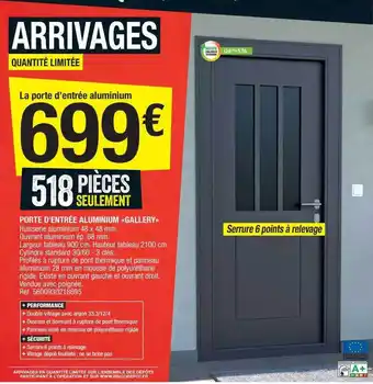 Brico Dépôt Porte D'entrée Aluminium «gallery» offre
