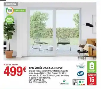 Brico Dépôt Baie Vitrée Coulissante Pvc offre