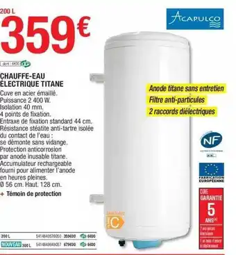 Brico Dépôt Chauffe-eau électrique Titane Acapulco offre
