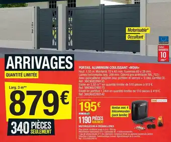 Brico Dépôt Portail Aluminium Coulissant «nova» offre