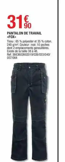 Brico Dépôt Pantalon De Travail «fox» offre