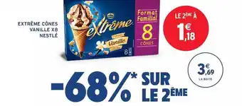 Intermarché Hyper Extrême Cônes Vanille X8 Nestlé offre
