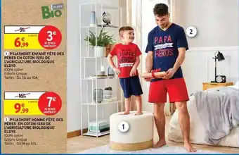 Intermarché Hyper Pyjashort Enfant Fête Des Pères En Coton De L'agriculture Biologique Eldys, Pyjashort Homme Fête Des Pères En Coton Issu De L offre