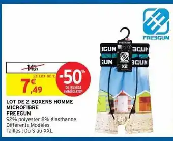 Intermarché Hyper Lot De 2 Boxers Homme Microfibre Freegun offre
