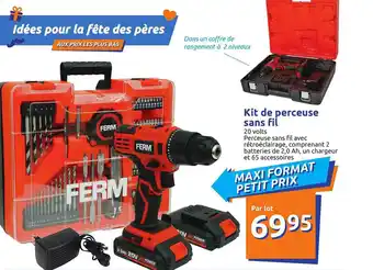 Action Kit De Perceuse Sans Fil Ferm offre