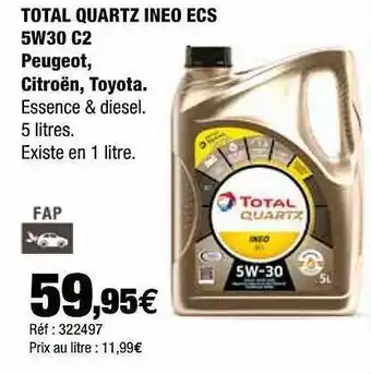 Total Quartz Ineo Ecs 5w30 C2 Peugeot, Citroën, Toyota