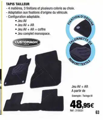 Autobacs Tapis Tailleur offre