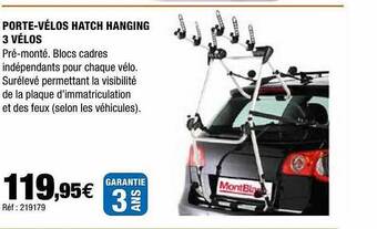 Autobacs Porte-vélos Hatch Hanging 3 Vélos offre