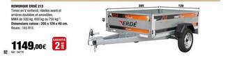 Autobacs Remorque Erdé 213 offre
