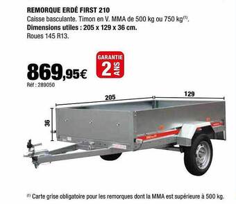 Autobacs Remorque Erdé First 210 offre