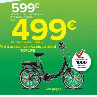 Carrefour Vélo à Assistance électrique Pliant Toplife offre