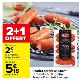 Carrefour Chorizo Barbecue Doux offre