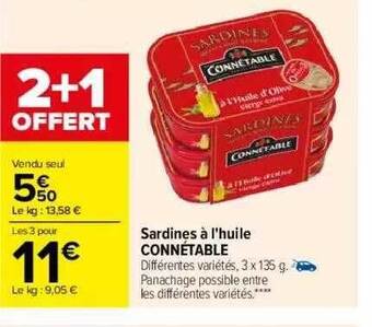 Carrefour Sardines à L'huile Connétable offre