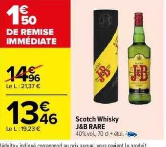 Carrefour Scotch Whisky J&b Rare offre
