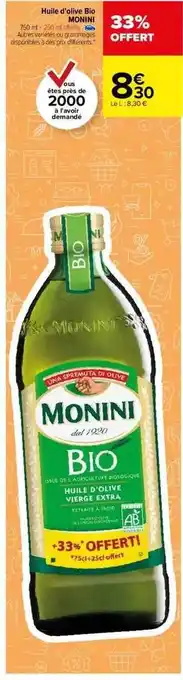 Carrefour Huile D'olive Bio Monini offre