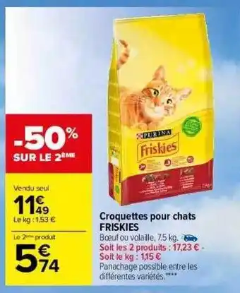 Carrefour Croquettes Pour Chats Friskies offre
