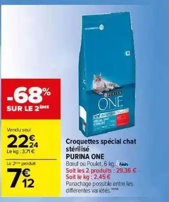 Carrefour Croquettes Spécial Chat Stérilisé Purina One offre