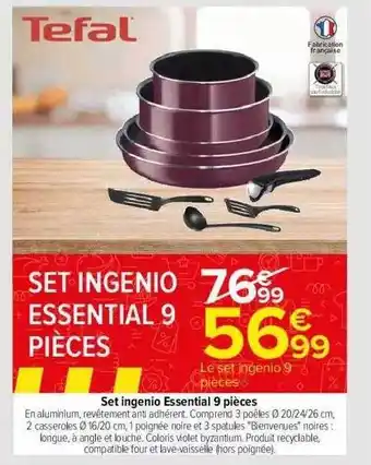 Carrefour Set Ingenio Essential 9 Pièces Tefal offre