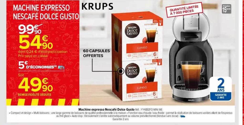 Promo Machine Expresso Nescafé Dolce Gusto Krups chez Carrefour