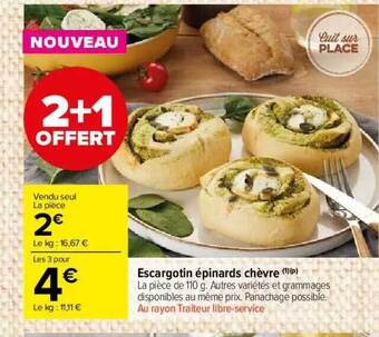 Carrefour Market Escargotin épinards Chèvre offre
