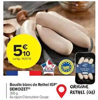Carrefour Market Boudin Blanc De Rethel Igp Demoizet offre