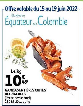 Auchan Gambas Entières Cuites Réfrigérées offre
