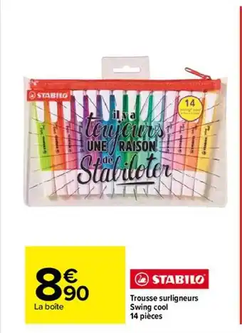 Carrefour Trousse Surligneurs Swing Cool 14 Pièces Stabilo offre