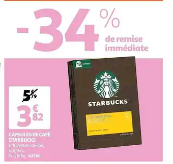 Auchan Capsules De Café Starbucks offre