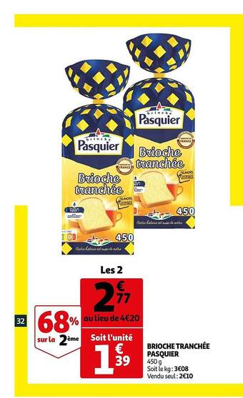 Auchan Brioche Tranchée Pasquier offre