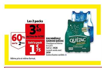 Auchan Eau Minérale Gazeuse Quézac offre