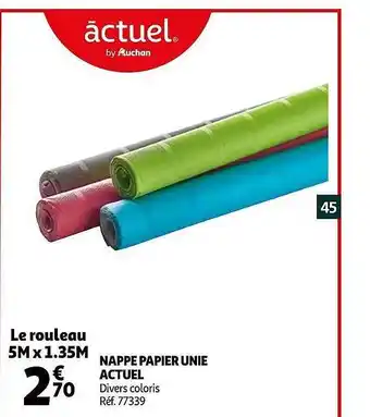 Auchan Nappe Papier Unie Actuel offre
