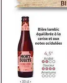 Auchan Mort Subite Bière Lambic équilibrée à La Cerise Et Aux Notes Acidulées offre