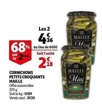 Auchan Cornichons Petits Croquants Maille offre