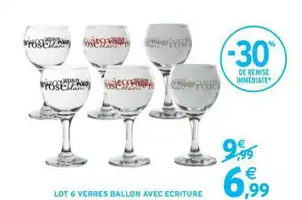 Intermarché Lot 6 Verres Ballon Avec écriture offre