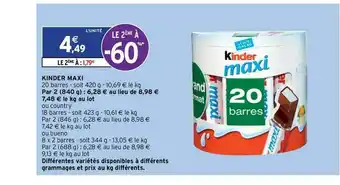 Intermarché Express Kinder Maxi offre