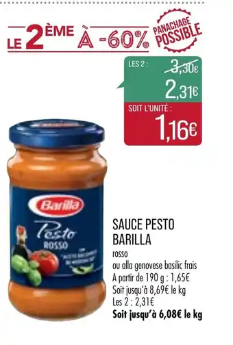 Match Sauce Pesto Barilla offre
