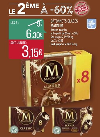 Match Bâtonnets Glacés Magnum offre