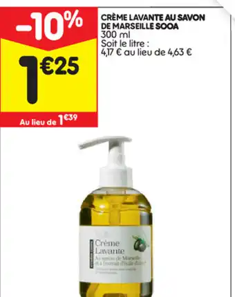 Leader Price Crème Lavante au Savon de Marseille Sooa offre