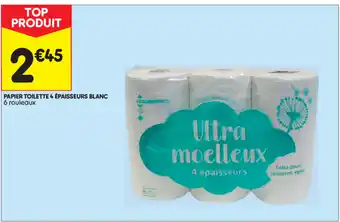 Leader Price Papier Toilette 4 épaisseurs Blanc offre