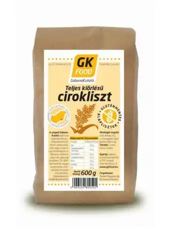 Gk food teljes kiőrlésű cirokliszt 600 g