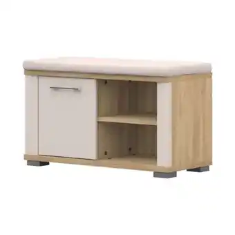 Ülőkés cipősszekrény, ülőpárnával, krémszínű-tölgy - la chesnais - butopêa
