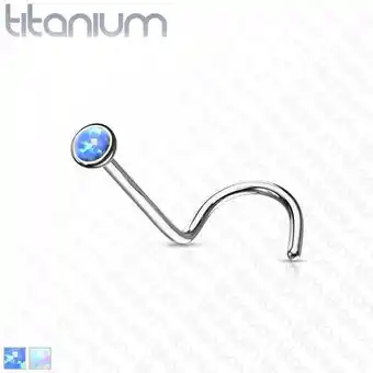 Ívelt orrpiercing titániumból – szintetikus opál egy kerek foglalatban, 1 mm - a piercing színe: fehér
