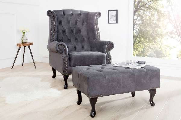 Estilofina Luxus fotel chesterfield szürke ajánlat