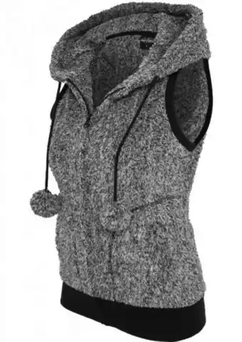 Urban classics ladies melange teddy vest blk/wht