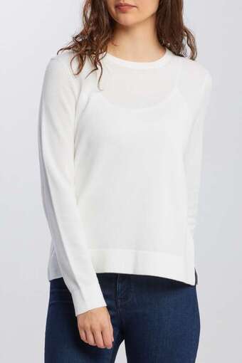 Pulóver gant cotton pique c-neck fehér