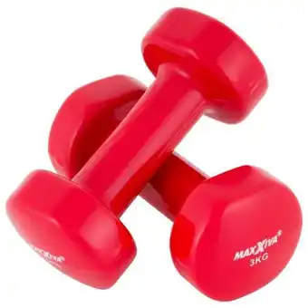 Egykezes súlyzó szett vinyl maxxiva® 2 x 3 kg piros