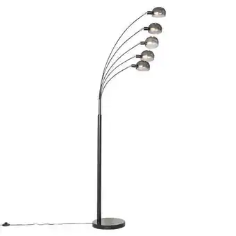 Design állólámpa fekete füstüveggel 5 lámpás - hatvanas évek marmo