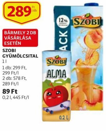 Auchan Szobi gyümölcsital 1L ajánlat